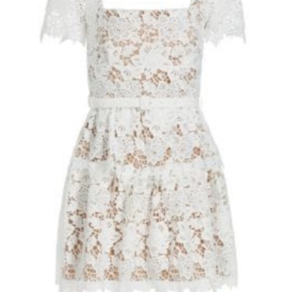Self-Portrait Belted Guipure Lace Minidress